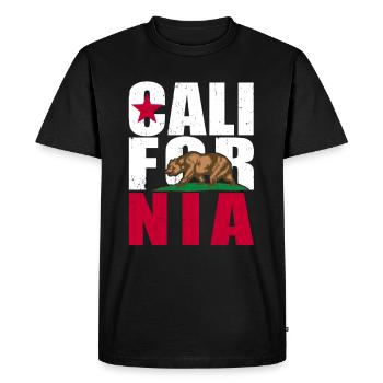 California State Flag Bear - Men's Premium Organic T-Shirt - black - Front - Nico (187cm)