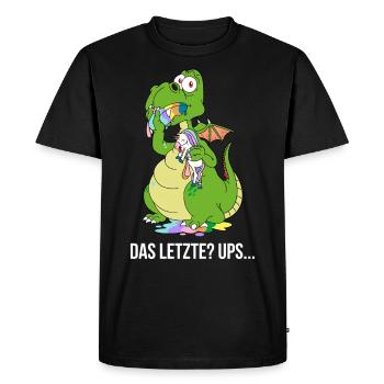 Funny Dragon Dragon Eats The Last Unicorn - Men's Premium Organic T-Shirt - black - Front - Nico (187cm)