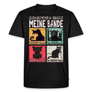 Katze Bande - Männer Premium Bio T-Shirt - Schwarz - Vorne - Nico (187cm)