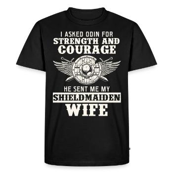 Femme signe force courage - T-shirt Premium bio Homme - noir - Devant - Nico (187cm)