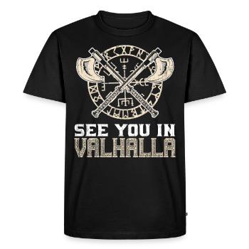 See You In Valhalla Viking Tête de mort Viking - T-shirt Premium bio Homme - noir - Devant - Nico (187cm)