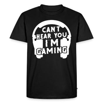 Gaming Je ne peux pas vous entendre, je joue - T-shirt Premium bio Homme - noir - Devant - Nico (187cm)