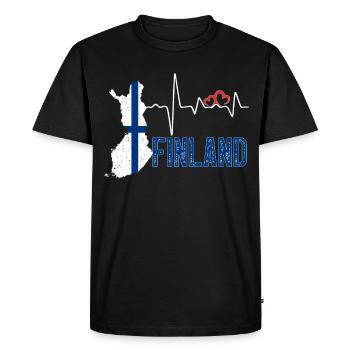 Finland Flag Map Heartbeat for Finnish Pride - Men's Premium Organic T-Shirt - black - Front - Nico (187cm)