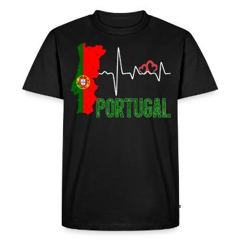 Portugal Flag Map Heartbeat for Portuguese Pride - T-shirt Premium bio Homme - noir - Devant - Nico (187cm)