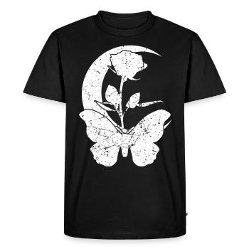 Moths Moon Rose Moth - Men's Premium Organic T-Shirt - black - Front - Nico (187cm)