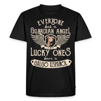 Galgo Espanol Dog Guardian Angel Saying - Men's Premium Organic T-Shirt - black - Front - Nico (187cm)