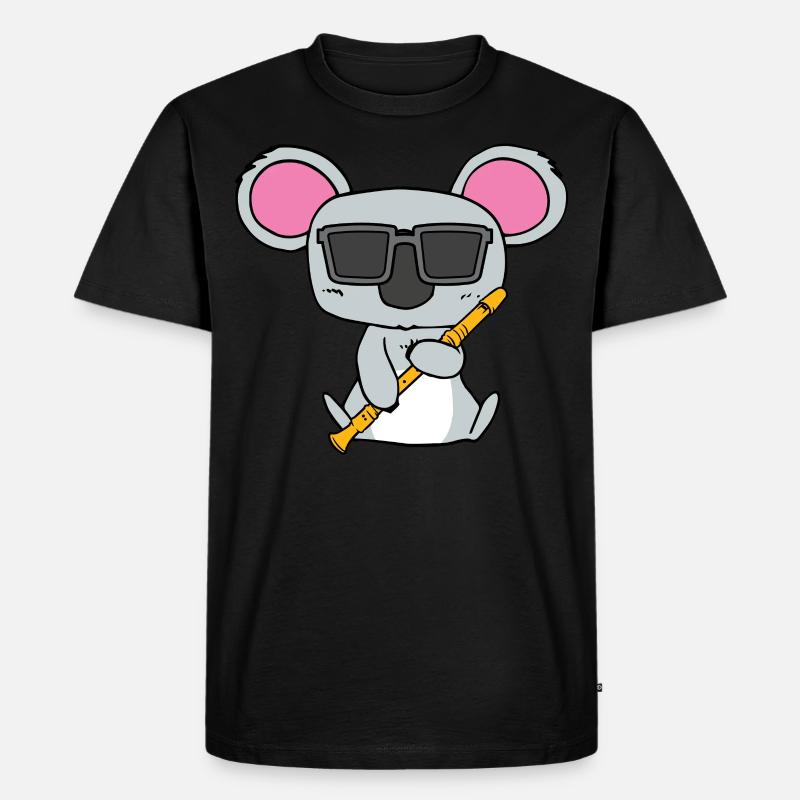 Koala Blockflöte Flöte - Männer Premium Bio T-Shirt - Schwarz