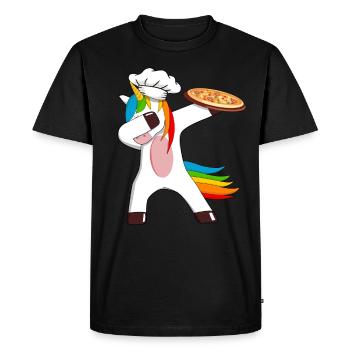 Pizza Baker Pizzeria Pizza Unicorn With Pizza - Men's Premium Organic T-Shirt - black - Front - Nico (187cm)