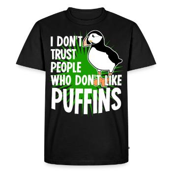 Puffin saying puffin - Men's Premium Organic T-Shirt - black - Front - Nico (187cm)
