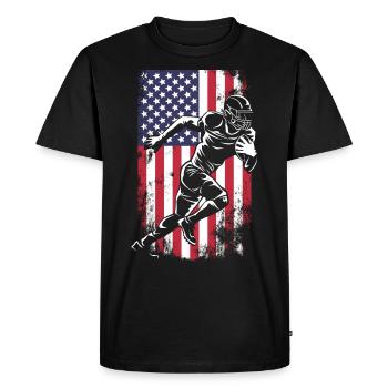Football Running Wide Receiver USA Flag - T-shirt Premium bio Homme - noir - Devant - Nico (187cm)
