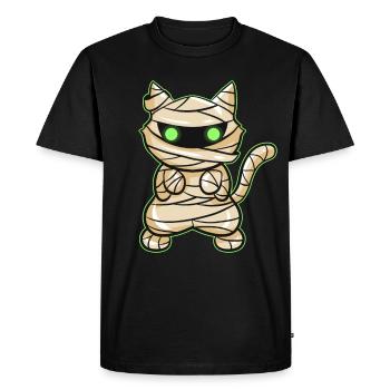 Chat à momie effrayant Avec les yeux Verts - T-shirt Premium bio Homme - noir - Devant - Nico (187cm)