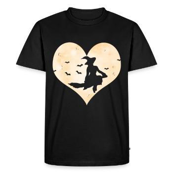 Balai de sorcières Avant la forme de coeur lune Interrupteurs de sorcières - T-shirt Premium bio Homme - noir - Devant - Nico (187cm)