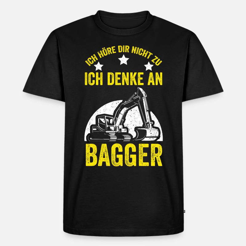 Baggern Baggerfahrer Bagger - Männer Premium Bio T-Shirt - Schwarz