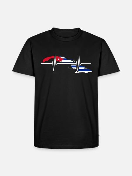 Cuba Heartbeat Flag Vintage Retro Cuba - Premium økologisk T-skjorte for menn - svart