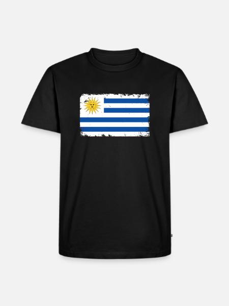 Uruguay Hjärtslag Flagga Vintage Uruguay - Ekologisk premium-T-shirt herr - svart