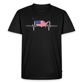 USA Battements de coeur Drapeau Usa Vintage - T-shirt Premium bio Homme - noir - Devant - Nico (187cm)
