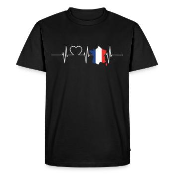 France Battements de coeur Drapeau Vintage France - T-shirt Premium bio Homme - noir - Devant - Nico (187cm)