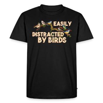 Observation des oiseaux L’observation des oiseaux facilement distraite par les oiseaux - T-shirt Premium bio Homme - noir - Devant - Nico (187cm)