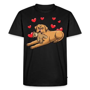 Chien Dogue de Bordeaux avec peluche - T-shirt Premium bio Homme - noir - Devant - Nico (187cm)