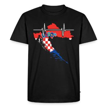 Croatie Herzschlag Flagge Vintage Croatie - T-shirt Premium bio Homme - noir - Devant - Nico (187cm)