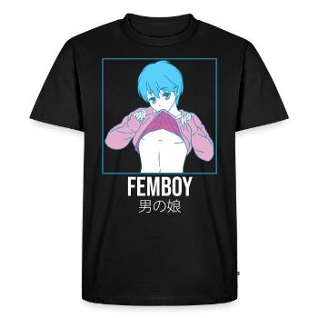 Femboy Anime Japonais Garçon Gay Pride Crossdressing - T-shirt Premium bio Homme - noir - Devant - Nico (187cm)