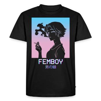 Femboy Anime Boy Vaporwave Esthétique Pastel Goth - T-shirt Premium bio Homme - noir - Devant - Nico (187cm)