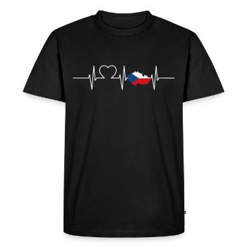 Czech Republic Heartbeat Flag Vintage Czech Republic - Men's Premium Organic T-Shirt - black - Front - Nico (187cm)