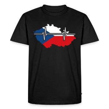 Czech Republic Heartbeat Flag Vintage Czech Republic - Men's Premium Organic T-Shirt - black - Front - Nico (187cm)