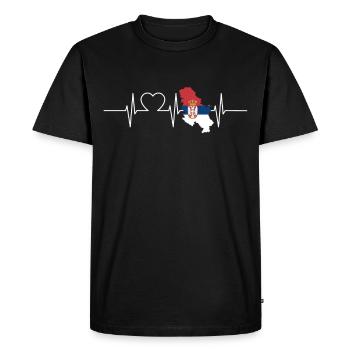 Serbie Battements de cœur Drapeau Serbie Vintage - T-shirt Premium bio Homme - noir - Devant - Nico (187cm)