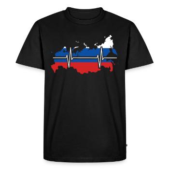Russie Battements de cœur Drapeau Russie - T-shirt Premium bio Homme - noir - Devant - Nico (187cm)