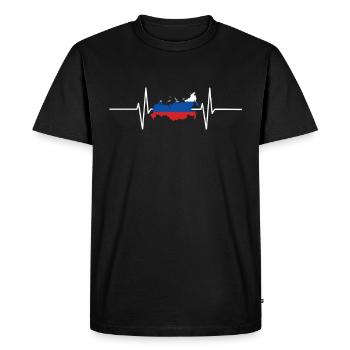 Russie Battements de cœur Drapeau Russie - T-shirt Premium bio Homme - noir - Devant - Nico (187cm)