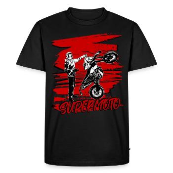 Supermoto / Supermotard / Supermoto Wheelie - T-shirt Premium bio Homme - noir - Devant - Nico (187cm)