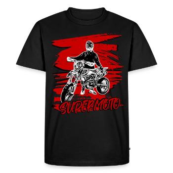 Supermoto / Supermotard / Supermoto Wheelie - T-shirt Premium bio Homme - noir - Devant - Nico (187cm)