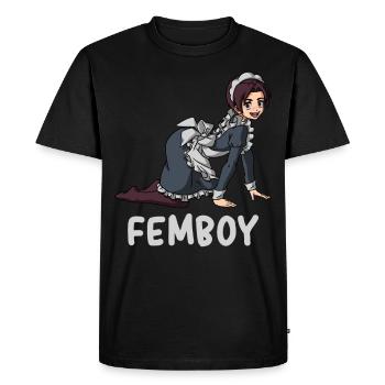 Femboy Maid Anime Boy Esthétique Travestissement - T-shirt Premium bio Homme - noir - Devant - Nico (187cm)