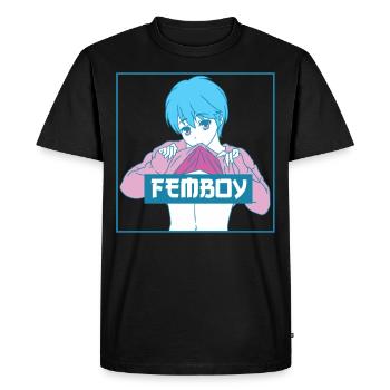 Femboy Anime Japonais Garçon Gay Pride Crossdressing - T-shirt Premium bio Homme - noir - Devant - Nico (187cm)