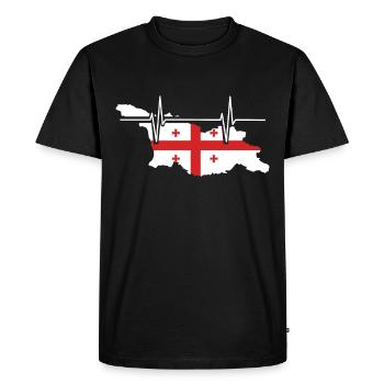 Georgia Heartbeat Flag Vintage Georgia - T-shirt Premium bio Homme - noir - Devant - Nico (187cm)