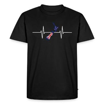New Zealand Heartbeat Flag Vintage New Zealand - T-shirt Premium bio Homme - noir - Devant - Nico (187cm)