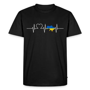 Ukraine Heartbeat Flag Vintage Ukraine - T-shirt Premium bio Homme - noir - Devant - Nico (187cm)