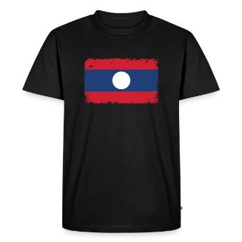 Laos Heartbeat Flag Vintage Laos - Men's Premium Organic T-Shirt - black - Front - Nico (187cm)
