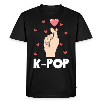 K-Pop Kpop J’aime K-Pop Coeur - T-shirt Premium bio Homme - noir - Devant - Nico (187cm)