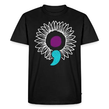 Sunflower Suicide Prevention Awareness Semicolon - Men's Premium Organic T-Shirt - black - Front - Nico (187cm)