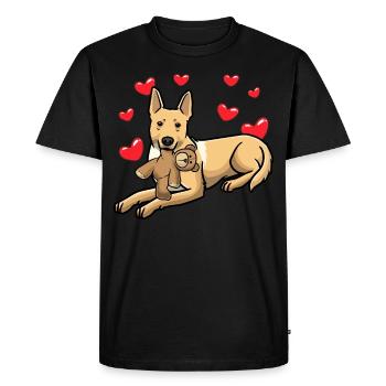 Chien Carolina Dog avec peluche - T-shirt Premium bio Homme - noir - Devant - Nico (187cm)