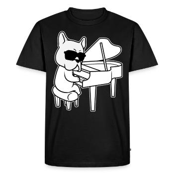 Pianist Piano Player Dog with Piano Children - Men's Premium Organic T-Shirt - black - Front - Nico (187cm)
