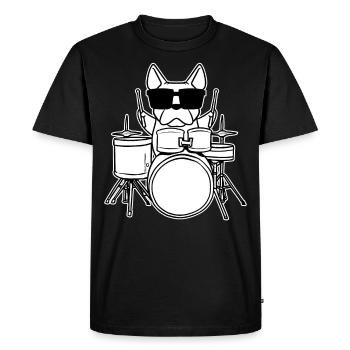Drummer Drummer Dog with Drums Children - Men's Premium Organic T-Shirt - black - Front - Nico (187cm)