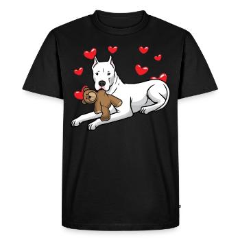 Chien Dogo Argentino avec peluche et beaucoup - T-shirt Premium bio Homme - noir - Devant - Nico (187cm)