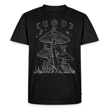 Fairycore Esthétique Fée-Champignon-Lune Phases - T-shirt Premium bio Homme - noir - Devant - Nico (187cm)