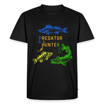 Fishing, fishing design with PIKE; PERCH & ZANDER - Men's Premium Organic T-Shirt - black - Front - Nico (187cm)