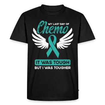 Chimiothérapie contre le cancer Mon dernier jour de chimio - T-shirt Premium bio Homme - noir - Devant - Nico (187cm)
