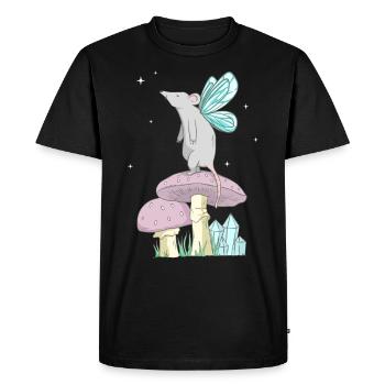 Fairycore Esthétique Fairy Mouse sur un champignon - T-shirt Premium bio Homme - noir - Devant - Nico (187cm)