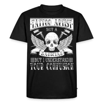 Tatoueur Tatoueur Tatouages - T-shirt Premium bio Homme - noir - Devant - Nico (187cm)